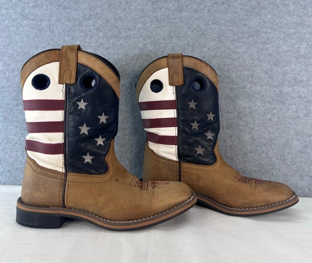 Cody James Boy's sz 3 American Flag Western Boots Leather Patriotic July 4th